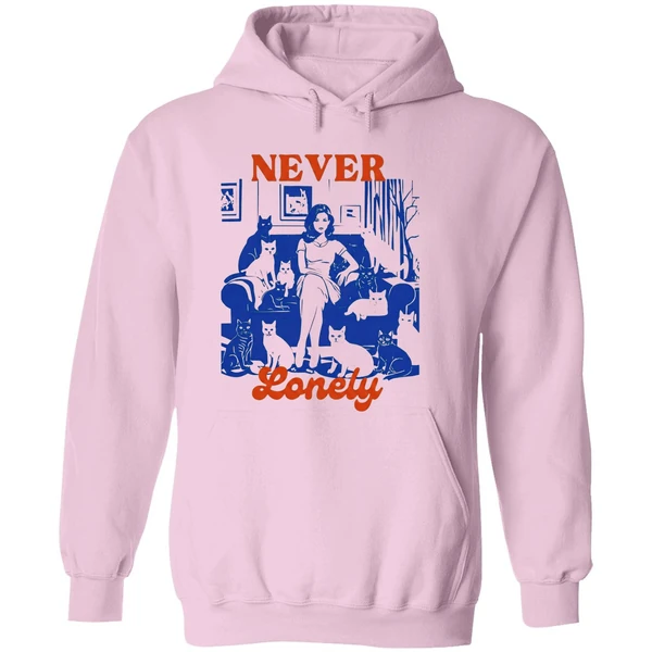 Cat Lady Never Lonely Hoodie - Image 5