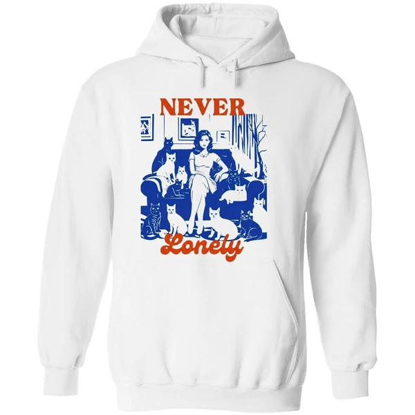 Cat Lady Never Lonely Hoodie - Image 8