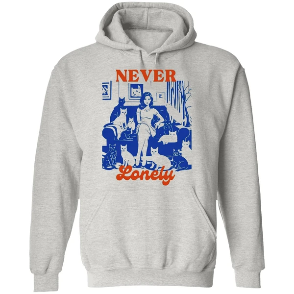 Cat Lady Never Lonely Hoodie - Image 9