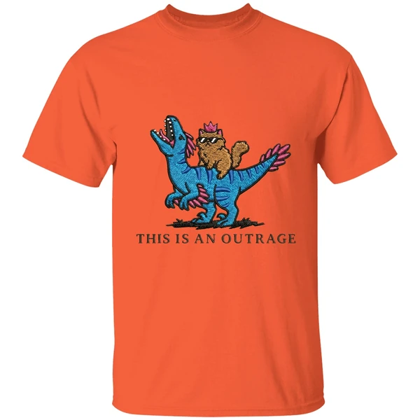 cat lover embroidered princess donut and mongo this is an outrage shirt orange