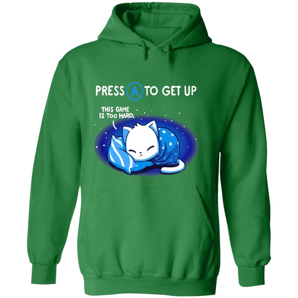 Cat Press A To Get Up This Game Is Too Hard Hoodie - Image 2