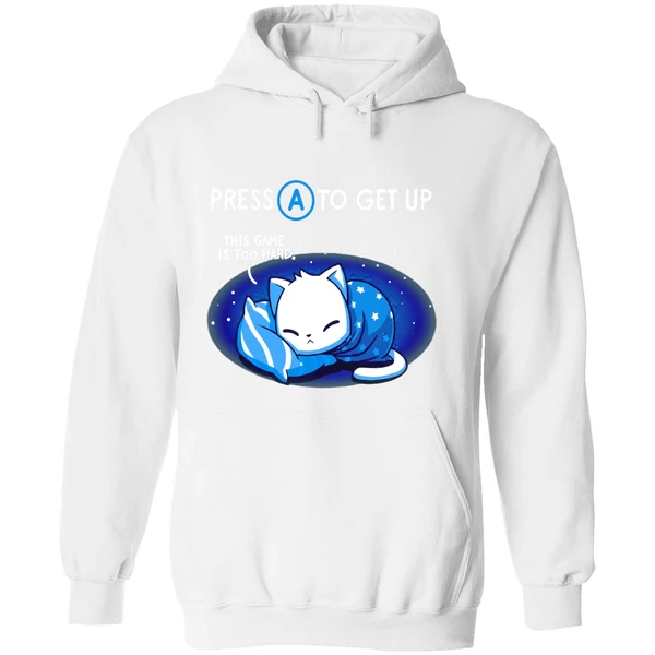 Cat Press A To Get Up This Game Is Too Hard Hoodie - Image 8