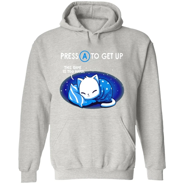 Cat Press A To Get Up This Game Is Too Hard Hoodie - Image 9