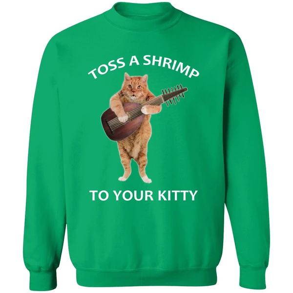 Cat Toss A Shrimp To Your Kitty Sweatshirt - Image 2