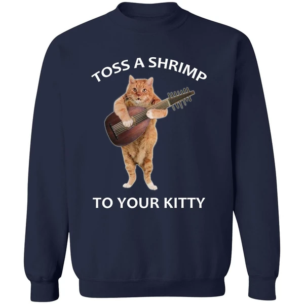 Cat Toss A Shrimp To Your Kitty Sweatshirt - Image 5