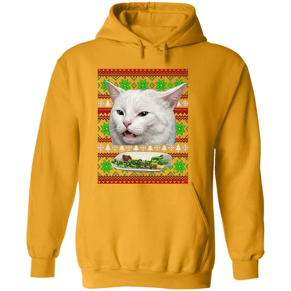 Cat Woman Yelling At Cat Christmas Hoodie