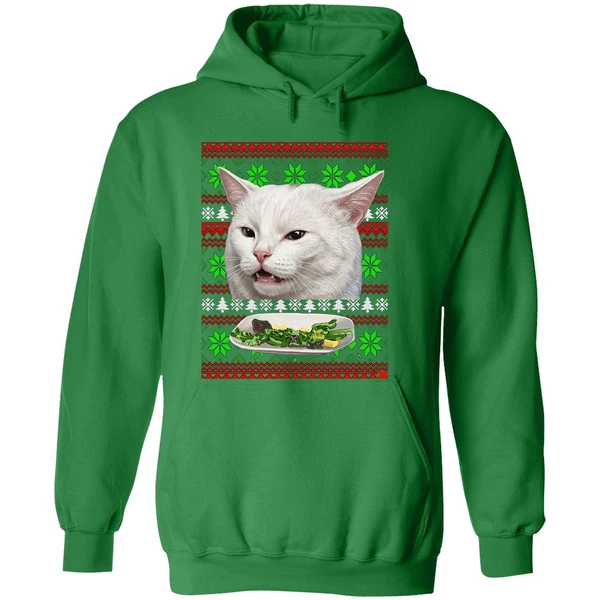 Cat Woman Yelling At Cat Christmas Hoodie - Image 2