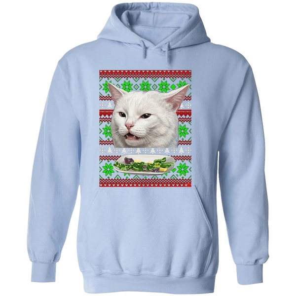 Cat Woman Yelling At Cat Christmas Hoodie - Image 4