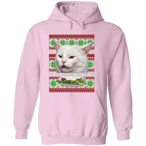 Cat Woman Yelling At Cat Christmas Hoodie - Image 5