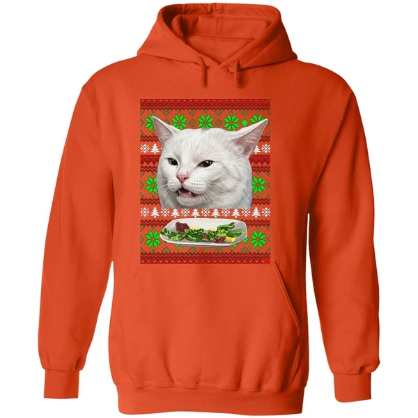 Cat Woman Yelling At Cat Christmas Hoodie - Image 6
