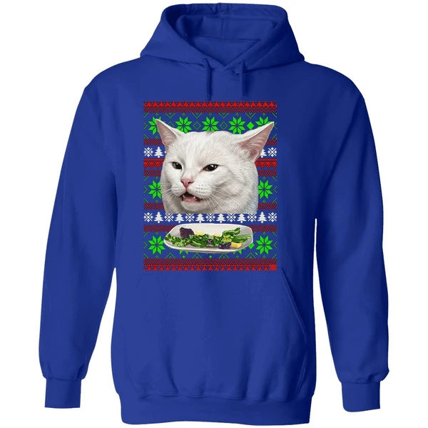 Cat Woman Yelling At Cat Christmas Hoodie - Image 7