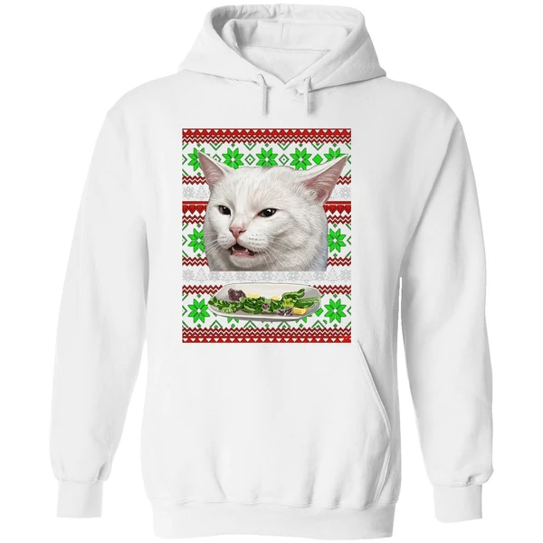 Cat Woman Yelling At Cat Christmas Hoodie - Image 8