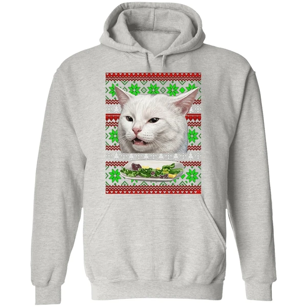 Cat Woman Yelling At Cat Christmas Hoodie - Image 9