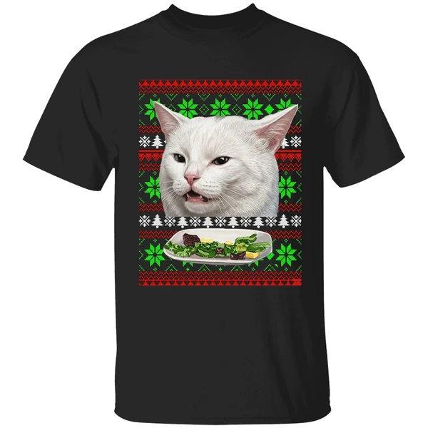 Cat Woman Yelling At Cat Christmas Shirt