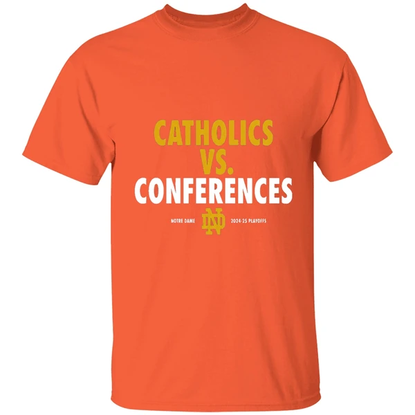 catholics vs conferences notre dame fighting irish 2024 25 playoff shirt orange