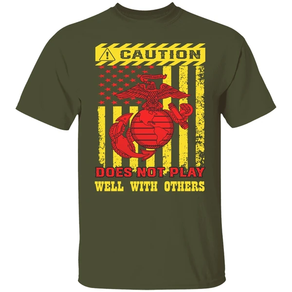 Caution Does Not Play Well With Others Us Marine Corps Shirt - Image 3