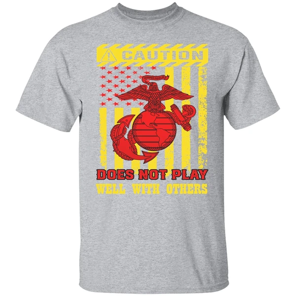 Caution Does Not Play Well With Others Us Marine Corps Shirt - Image 8