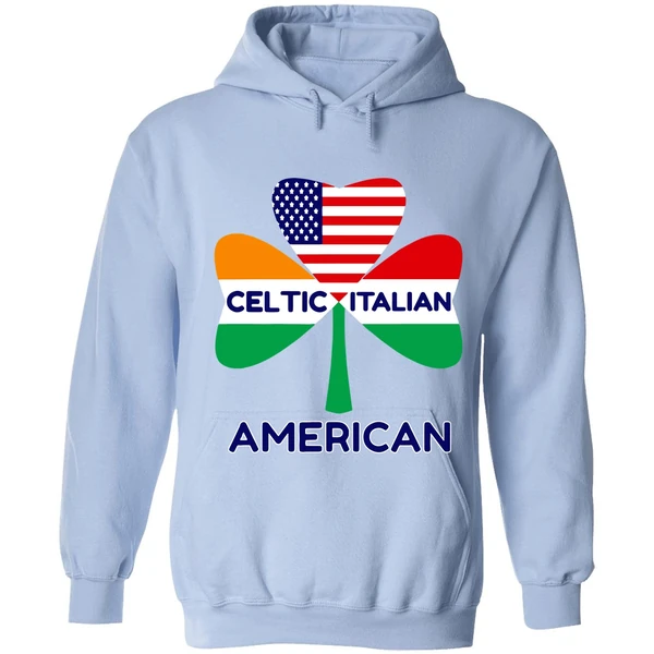 Celtic Italian American Irish Italian American Flag Shamrock Hoodie - Image 3
