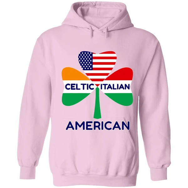 Celtic Italian American Irish Italian American Flag Shamrock Hoodie - Image 4