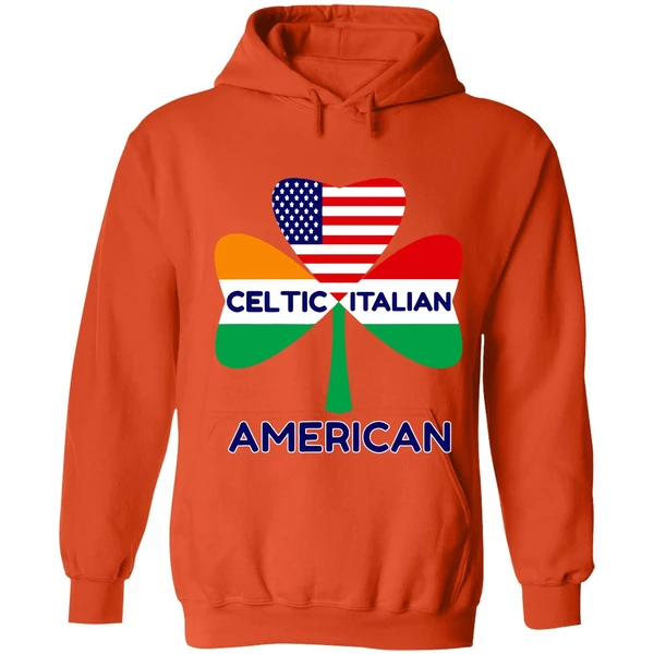 Celtic Italian American Irish Italian American Flag Shamrock Hoodie - Image 5