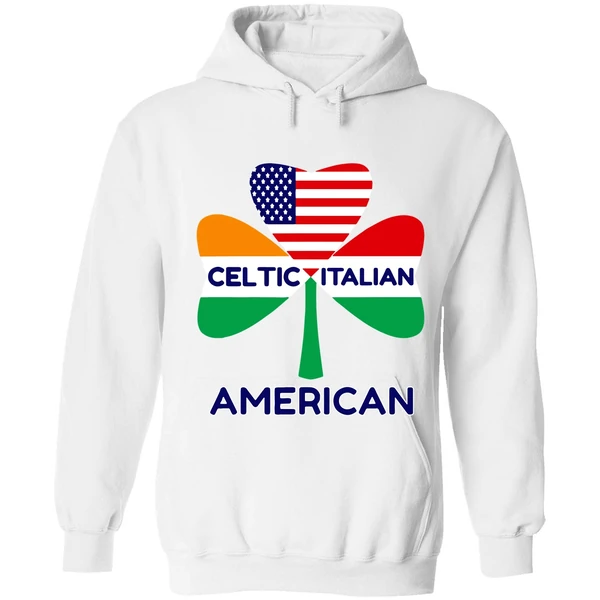 Celtic Italian American Irish Italian American Flag Shamrock Hoodie - Image 6