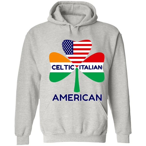Celtic Italian American Irish Italian American Flag Shamrock Hoodie - Image 7