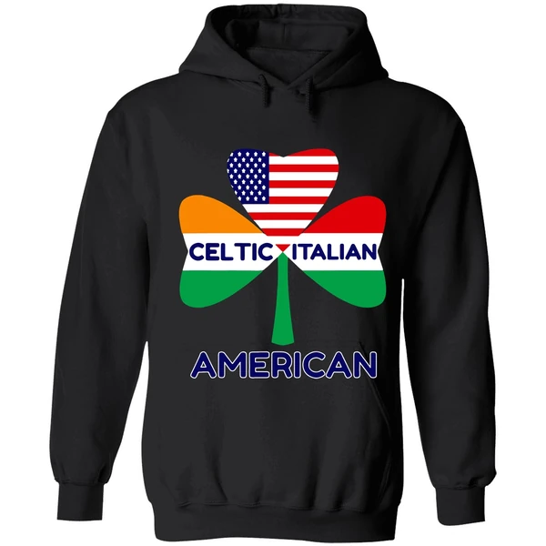 Celtic Italian American Irish Italian American Flag Shamrock Hoodie - Image 8