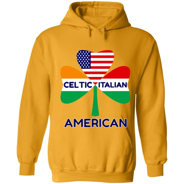 Celtic Italian American Irish Italian American Flag Shamrock Hoodie - Image 9