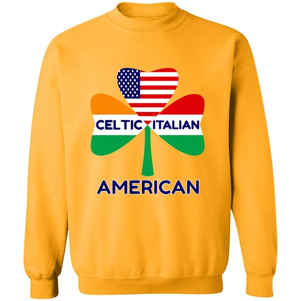 Celtic Italian American Irish Italian American Flag Shamrock Sweatshirt
