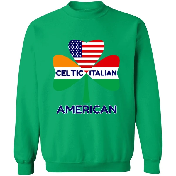 Celtic Italian American Irish Italian American Flag Shamrock Sweatshirt - Image 2