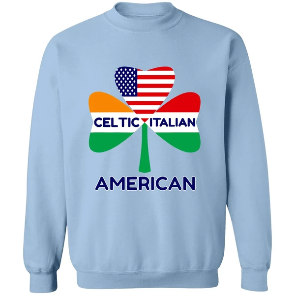 Celtic Italian American Irish Italian American Flag Shamrock Sweatshirt - Image 3
