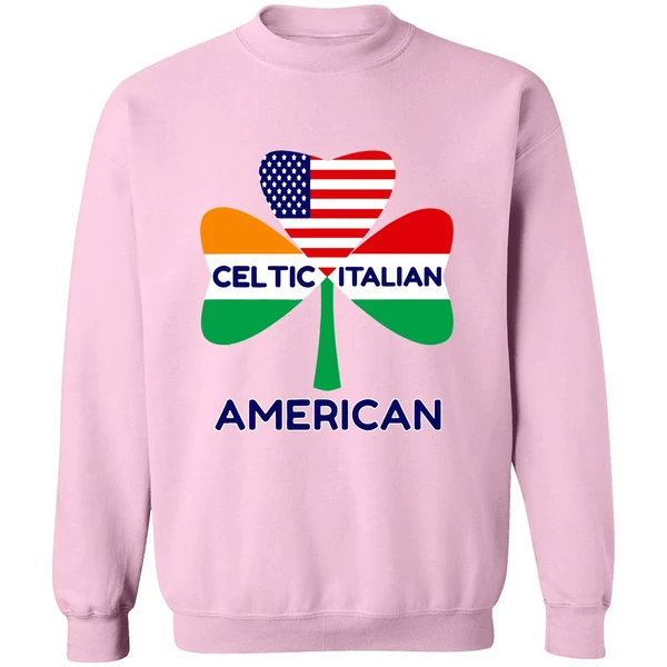 Celtic Italian American Irish Italian American Flag Shamrock Sweatshirt - Image 4