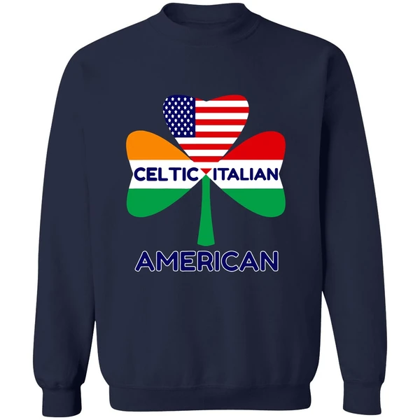 Celtic Italian American Irish Italian American Flag Shamrock Sweatshirt - Image 5
