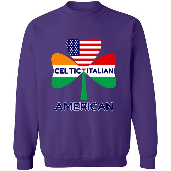 Celtic Italian American Irish Italian American Flag Shamrock Sweatshirt - Image 6