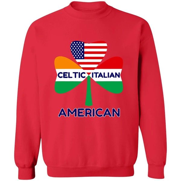 Celtic Italian American Irish Italian American Flag Shamrock Sweatshirt - Image 7