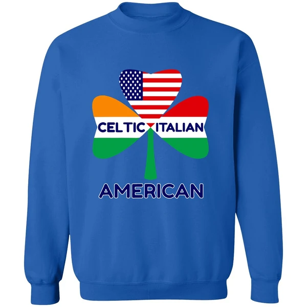 Celtic Italian American Irish Italian American Flag Shamrock Sweatshirt - Image 8