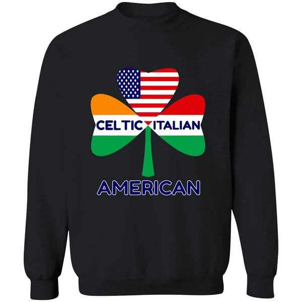 Celtic Italian American Irish Italian American Flag Shamrock Sweatshirt - Image 9