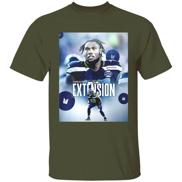 charles cross extension tackle seattle seahawks shirt militarygreen