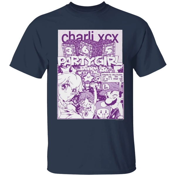 charli xcx 365 mario party girl comics style shirt navy