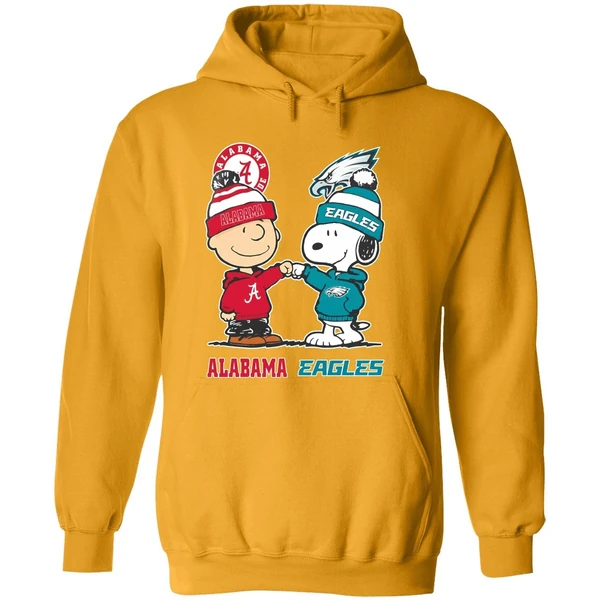 Charlie Brown And Snoopy Alabama Crimson Tide X Philadelphia Eagles Hoodie
