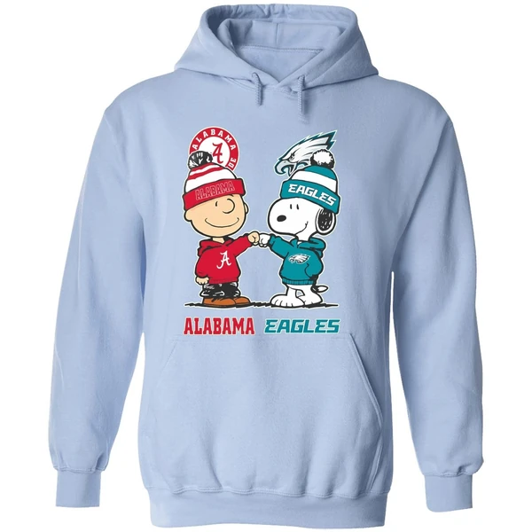 Charlie Brown And Snoopy Alabama Crimson Tide X Philadelphia Eagles Hoodie - Image 4
