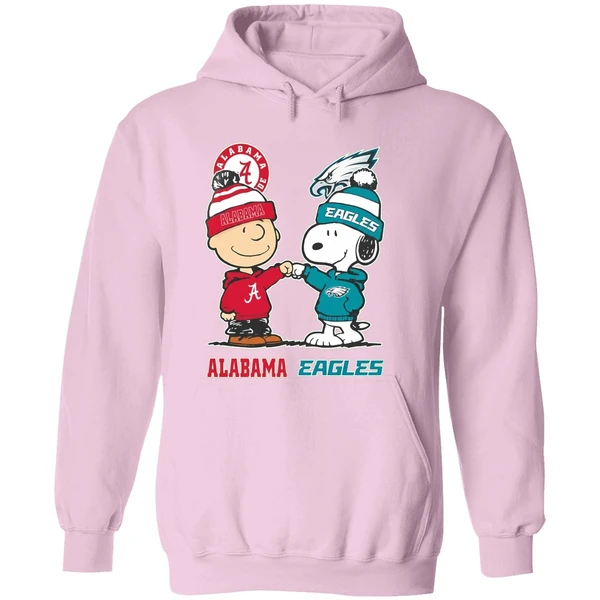Charlie Brown And Snoopy Alabama Crimson Tide X Philadelphia Eagles Hoodie - Image 5