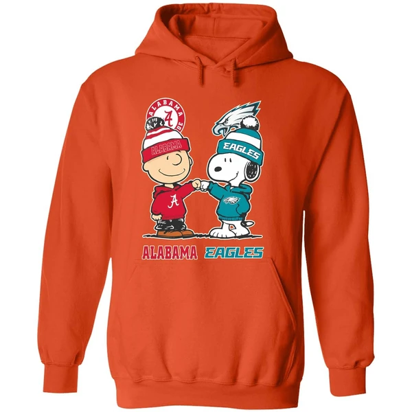 Charlie Brown And Snoopy Alabama Crimson Tide X Philadelphia Eagles Hoodie - Image 6