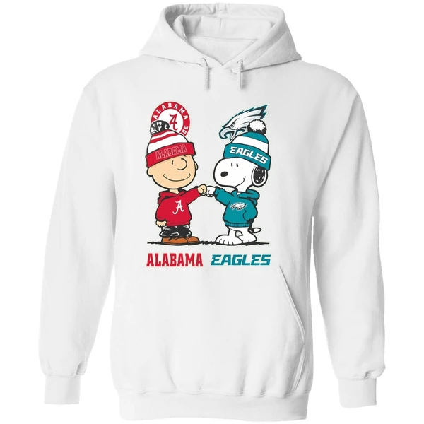Charlie Brown And Snoopy Alabama Crimson Tide X Philadelphia Eagles Hoodie - Image 8