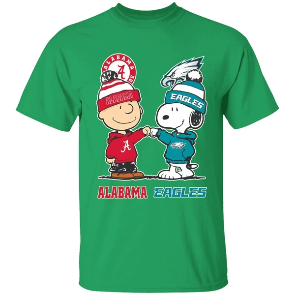 Charlie Brown And Snoopy Alabama Crimson Tide X Philadelphia Eagles Shirt - Image 2