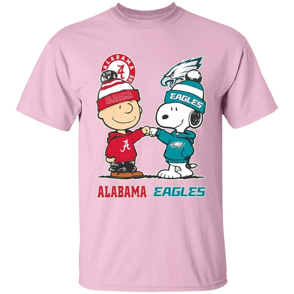 Charlie Brown And Snoopy Alabama Crimson Tide X Philadelphia Eagles Shirt - Image 3