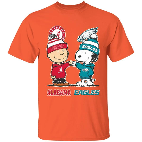 Charlie Brown And Snoopy Alabama Crimson Tide X Philadelphia Eagles Shirt - Image 6