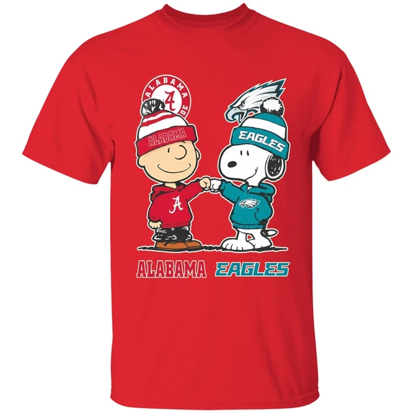 Charlie Brown And Snoopy Alabama Crimson Tide X Philadelphia Eagles Shirt - Image 7