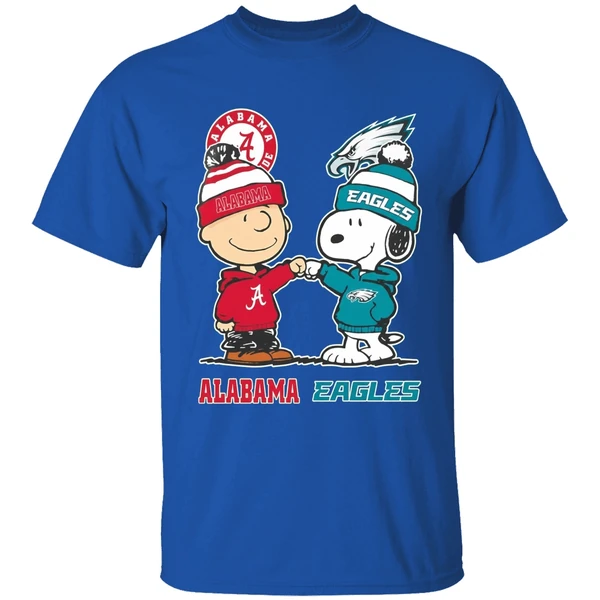 Charlie Brown And Snoopy Alabama Crimson Tide X Philadelphia Eagles Shirt - Image 8