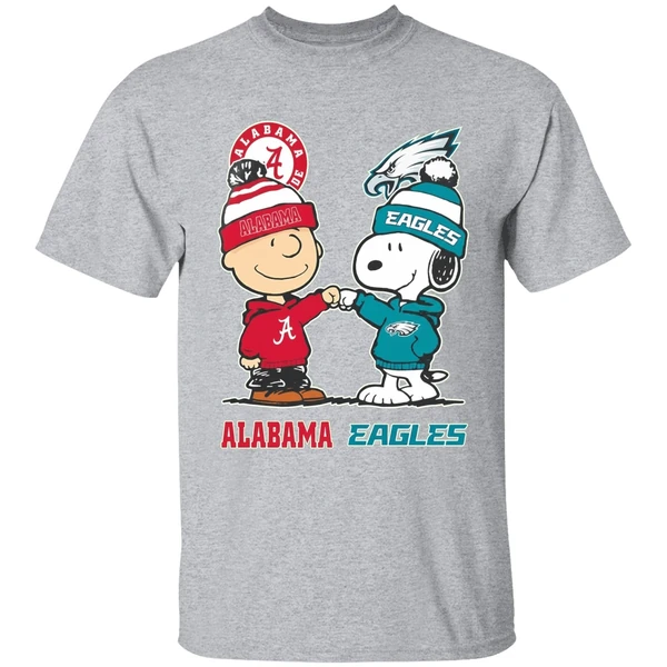 Charlie Brown And Snoopy Alabama Crimson Tide X Philadelphia Eagles Shirt - Image 9